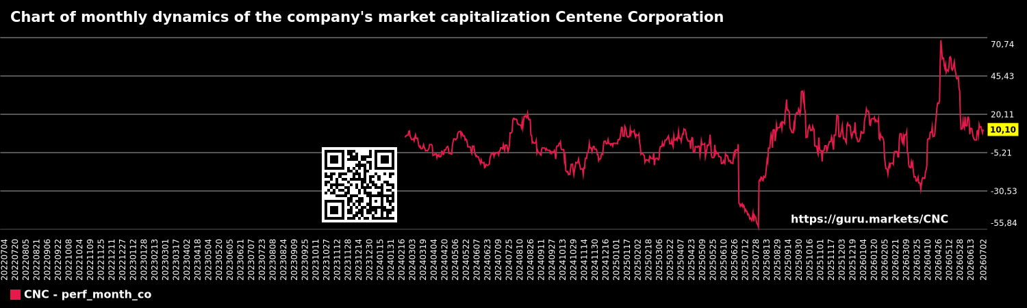 Chart of monthly dynamics of the company's market capitalization Centene Corporation